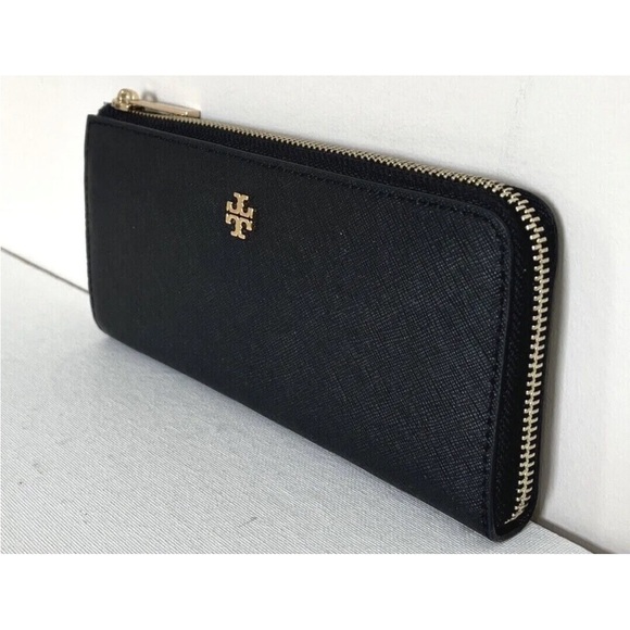 New Tory Burch Emerson L-Zip Continental Wallet Saffiano Leather Black - Picture 3 of 4